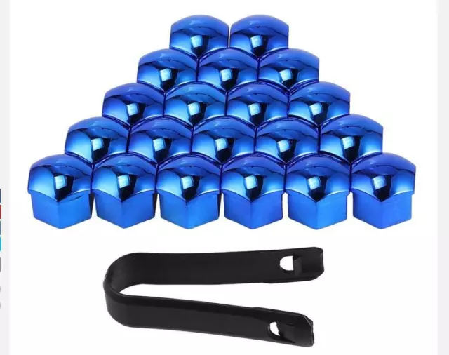 21mm BLUE CHROME Wheel Nut Covers with removal tool fits CITROEN RELAY