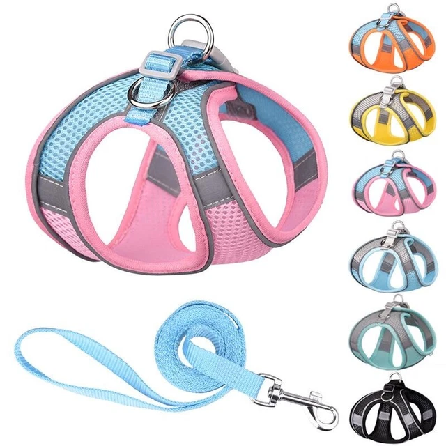 Reflective Dog Harness Nylon No Pull Pet Collars leash Vest Puppy Cat Breathable