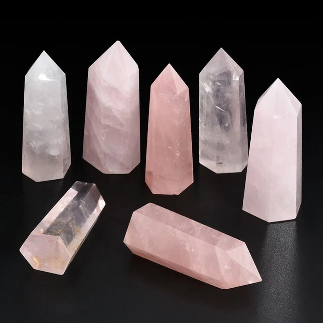 pierre rose de cristal pierre naturelle pierre collier la colonne de quartz.