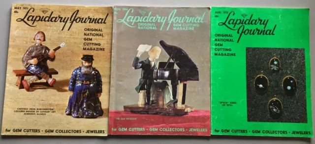Lapidary Journal Lot of 3 vintage 1971 1972 1974 jewelers gem cutters rockhound