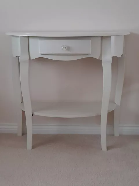 Wooden Half Moon hallway Table Side Console Shabby Chic telephone table cream