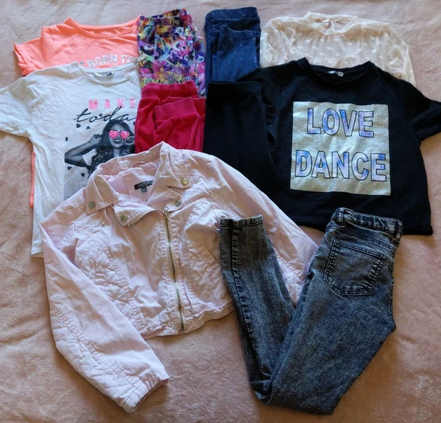Girls Age 10-11 Bundle Tops Leggings Jacket Jeans +