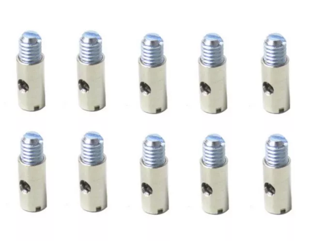 10 Stück Universal Gaszug Schraubnippel Nippel mit Schlitz 5 x 10mm für Mofa