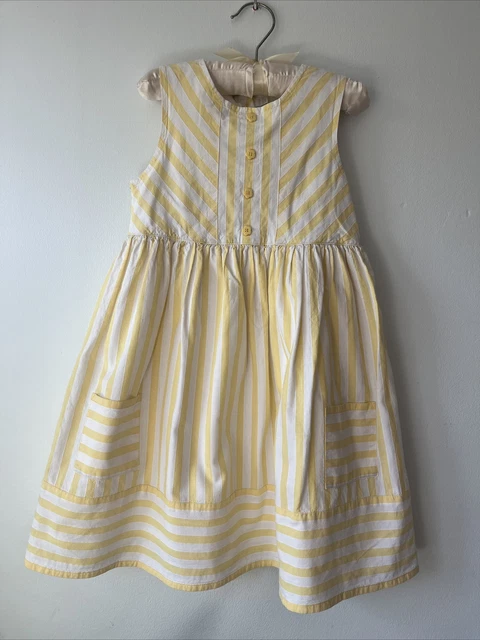 Abito JoJo Maman Bebe bambina giallo e bianco sole 5-6 anni