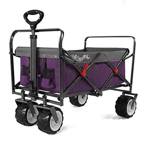 Collapsible Utility Wagon with Big All Terrain Wheels, Heavy Duty Foldable