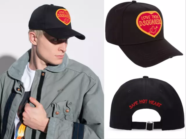 DSQUARED2 Icon Amor Twins Corazón Parche Gorra de Béisbol Basebalkappe Sombrero