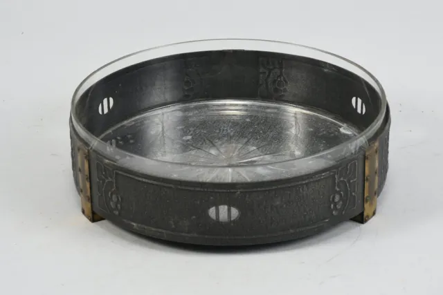 B43W45-Art Deco Bowl, Metal with Glass Insert