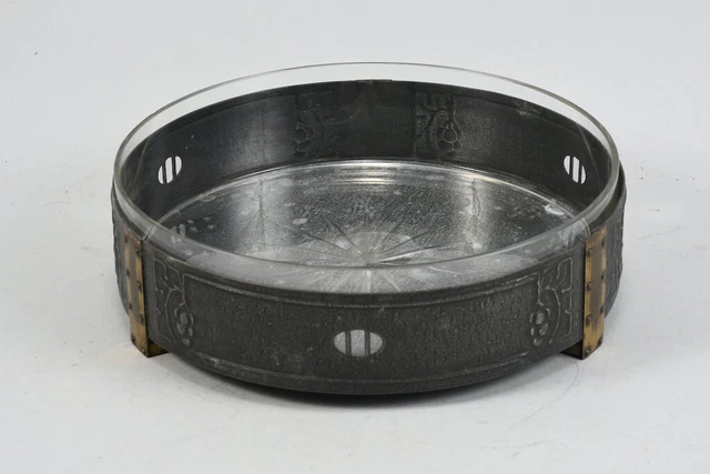 B43W45-Art Deco Bowl, Metal with Glass Insert