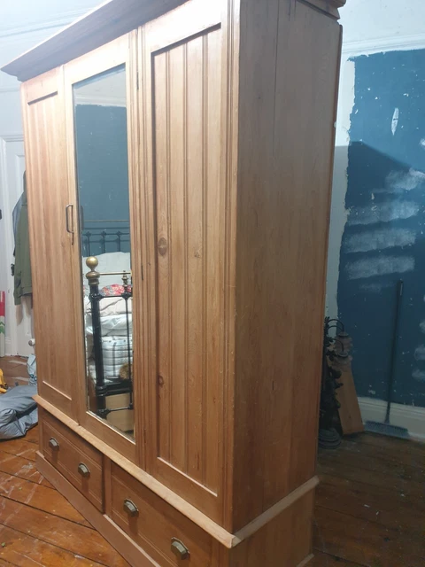 Antique Pine Large Wardrobe