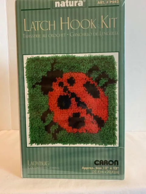 Sealed NIB Natura Caron Latch Hook Kit Ladybug 12" X 12" # P542 Made USA