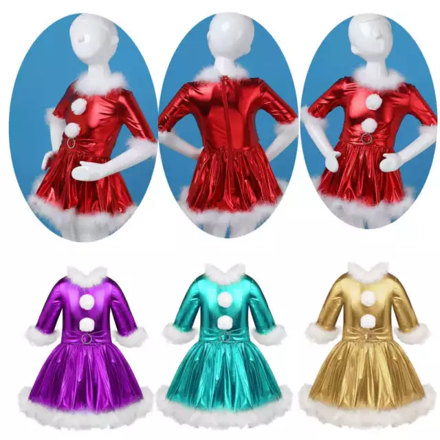 Kids Girls Cosplay Carnival Christmas Dresses Fancy Dress Up Xmas Costume Jazz