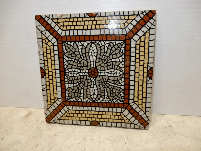 Antique Minton Hollins Porcelain Victorian Tile 6X6