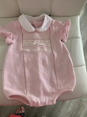 BNWOT Baby Girls Dr Kid Newborn Pink Wool Traditional Romper Suit Age 9 Months