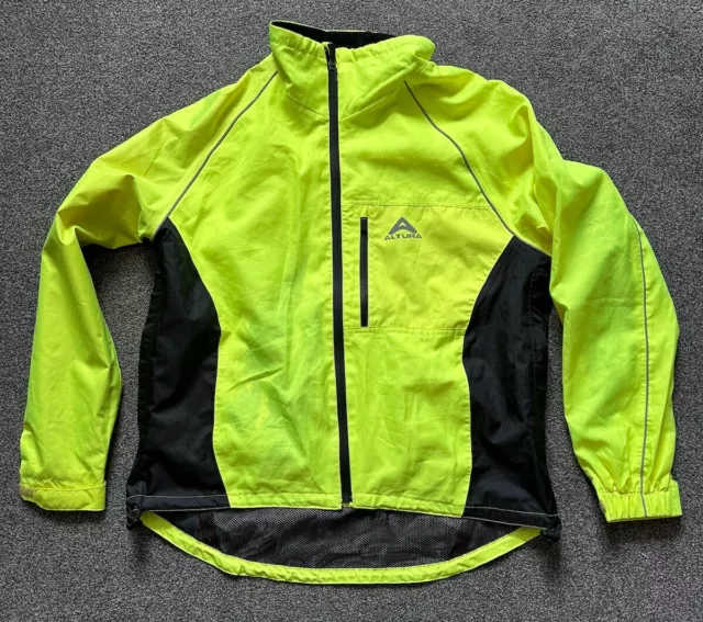 Ladies Altura Hi Viz Yellow Zipped Reflective Waterproof Cycling Jacket Size 14