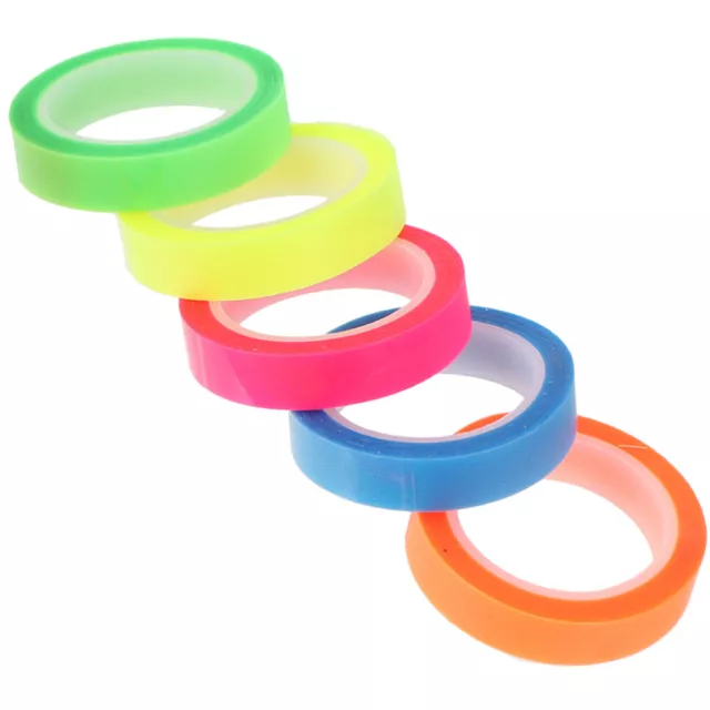 5 Rolls Removable Fluorescent Highlighter Tape for Home Office