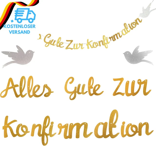 Kommunion Girlande Alles Gute Zur Konfirmation - Gold Glitzer Deko Für Taufparty