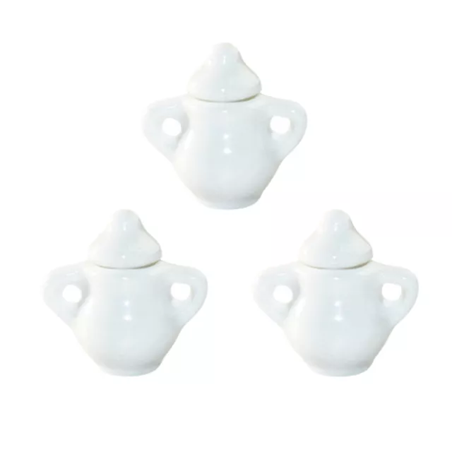 3 Pcs Dollhouse Storage Jar Ceramic Decor Mini Sugar Bowl Small