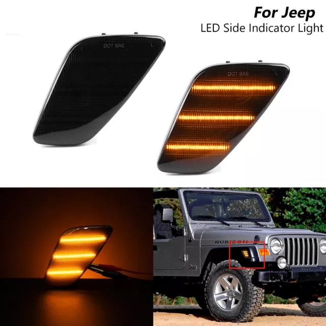 2x Schwarze LED-Seitenblinker Für Jeep Wrangler TJ 97-06 OEM# 55155628AC