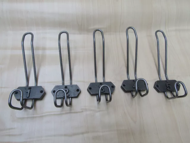 PACK OF 5 NUMBERED WIRE INDUSTRIAL SCHOOL hat & coat hook rustic old vintage 3