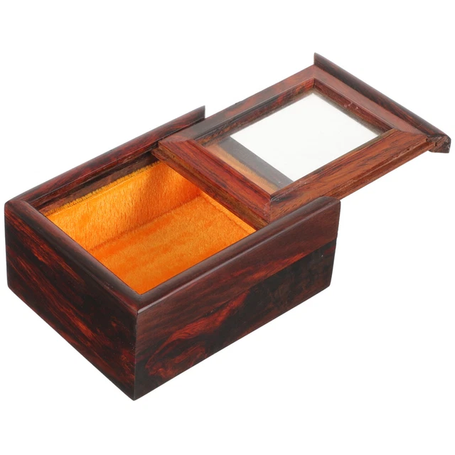 Jewelry Box Clear Window Small Earring Case Ring Case Wooden Vintage Box Case