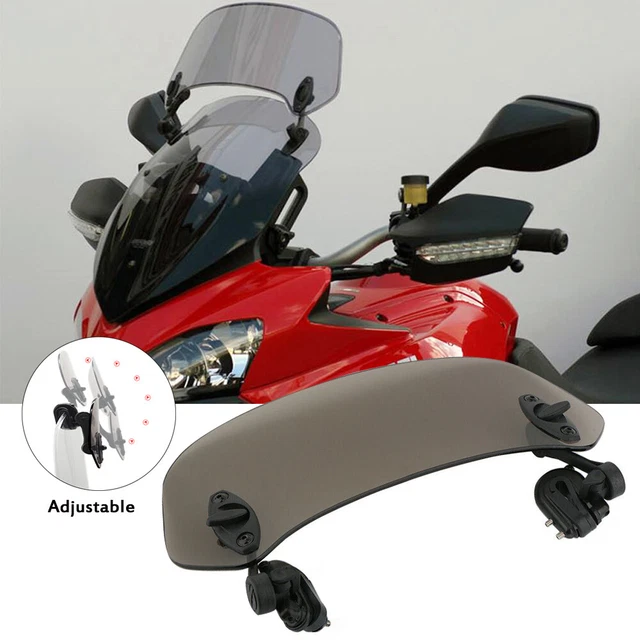 New Motorcycle Adjustable Clip On Windshield Extension Spoiler Wind Deflector