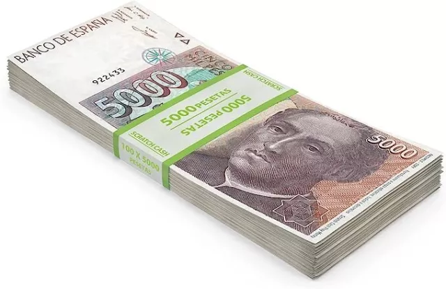 200 unidades Billetes juguete-colección de 5000 pesetas tamaño real