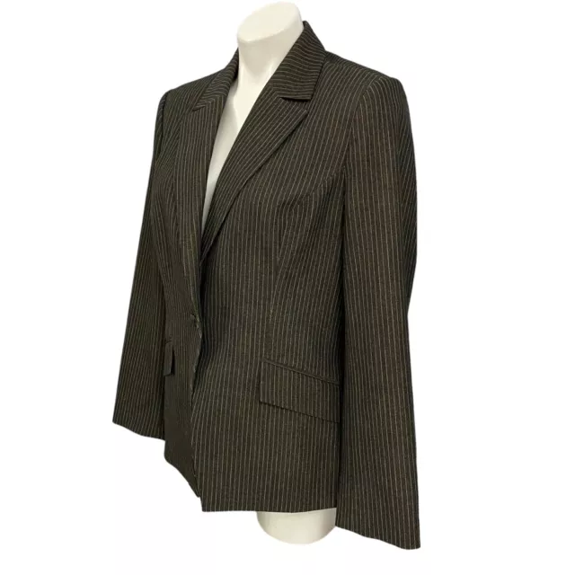 Caslon Blazer Womens Petite 12P Pinstripe Gray Brown Jacket Office Casual Work 2