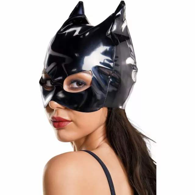 Sexy Maschera Gatta Cat Woman PVC Nera Mascherina Feste Carnevale Travestimento