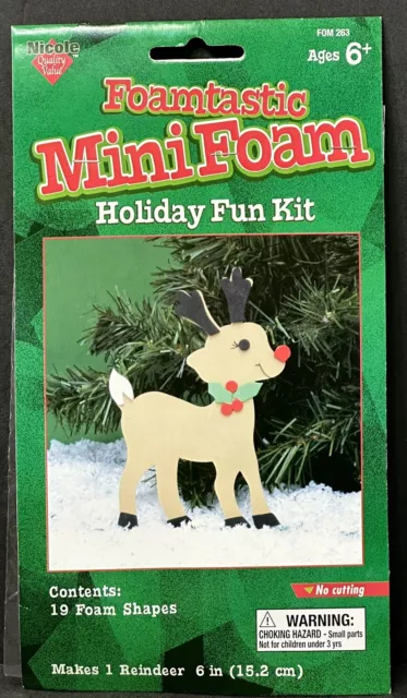 Foamtastic Mini Foam HOLIDAY Fun Kit 6” RUDOLPH THE RED NOSED REINDEER NEW SEALD