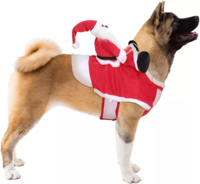 POPETPOP Dog Santa Claus Riding Christmas Pet Costume - Size S/Small