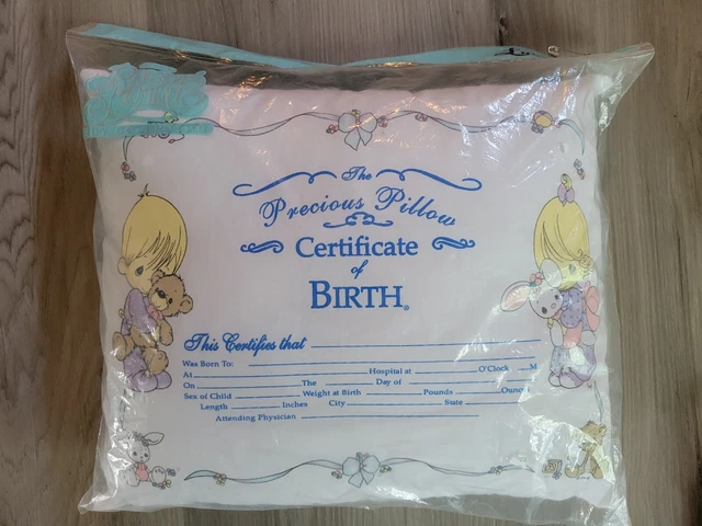 Precious Moments Newborn Keepsake Pillow Certificate of Birth 10”X 12"