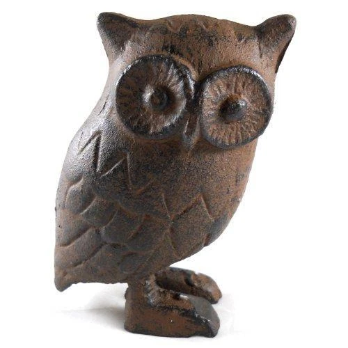 Cast Iron Owl Figurine Statue - Brown 4.5" Tall
