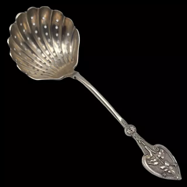 1869 ANTIQUE Coin Silver Pierced Pea Server AESTHETIC DESIGN