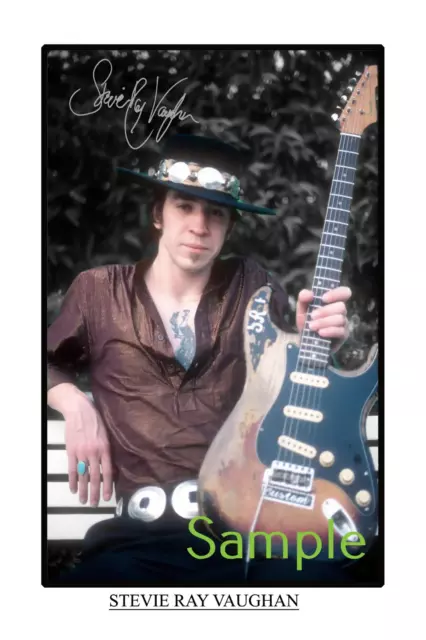 Stevie Ray Vaughan large signed 12x18 inch photograph poster - Top Quality