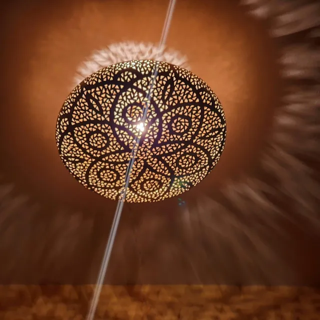 Moroccan Brass Ceiling Lamp, Simple Moroccan Pendant Chandelier - Handmade Light
