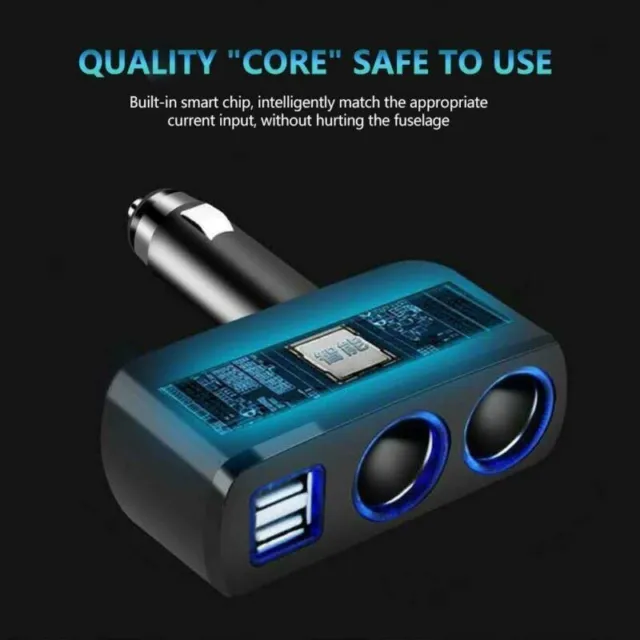 12V 2 Voie Double Chargeur Voiture USB Prise Allume-Cigare Séparateur Electrique