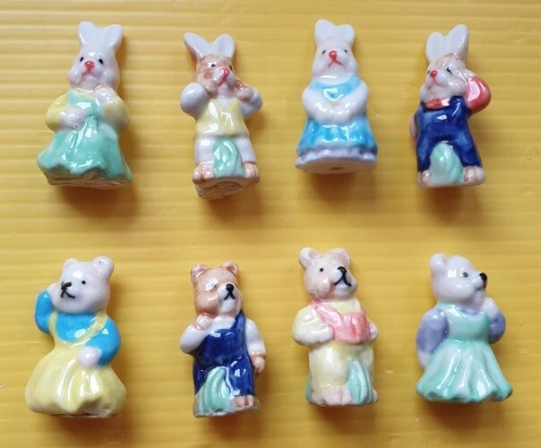 Fève Maifruico trou en dessous - Ancienne série complète de 8 fèves - Ours lapin
