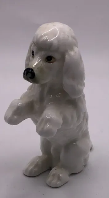 Vintage Poodle Figurine White Porcelain Dog