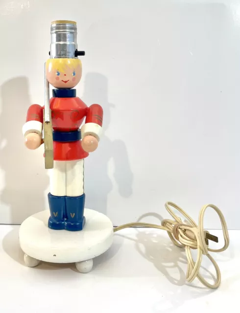 Vintage Wooden Toy Soldier Nursery Lamp  Tested - Works 11” Excellent Cond.