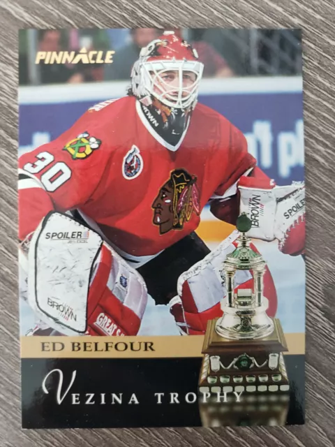 1993-94 Pinnacle Ed Belfour Vezina Trophy Hockey Card #224 Chicago Blackhawks