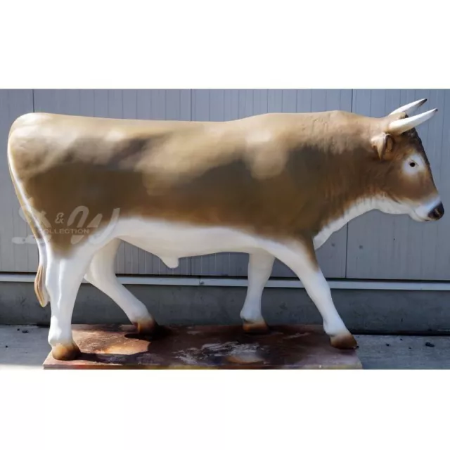 Deko STIER HECTOR braun weiß 233 cm GFK Garten Tier Figur BULLE RIND Dekoration