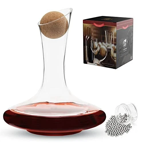 Decantador de vino tinto con tapón y cuentas de limpieza, vaso soplado a mano, cristal