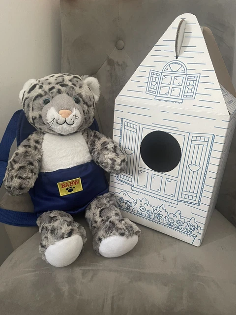 NEW BUILD A BEAR BAB Snow Leopard Plush Soft Toy With Box & Baby Carry