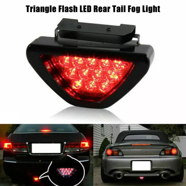 Triangle Flash Motorcycle Rear Tail Fog Light ATV Car SUV Brake Warming Lamp set 3