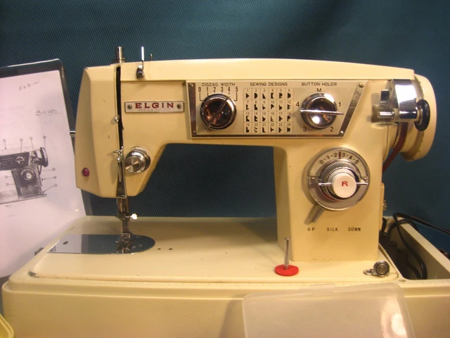 Vintage Elgin Sewing Machine 2468 - Cams, Manual, Acessories - Serviced! 2