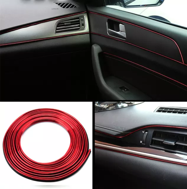 Premium Innenraum Zierleisten Dekor Blende Design Folie Auto Set in Carbon  Rot