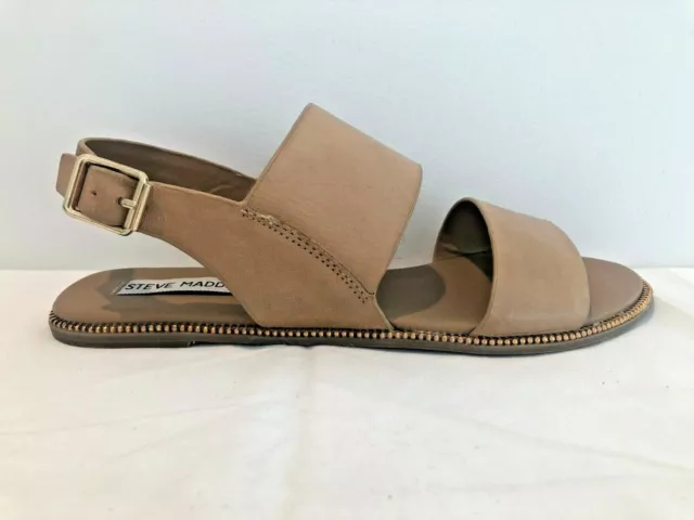 STEVE MADDEN Women's "SANDDY" Natural Leather Slingback Flat Sandal- Sz 7 - NIB