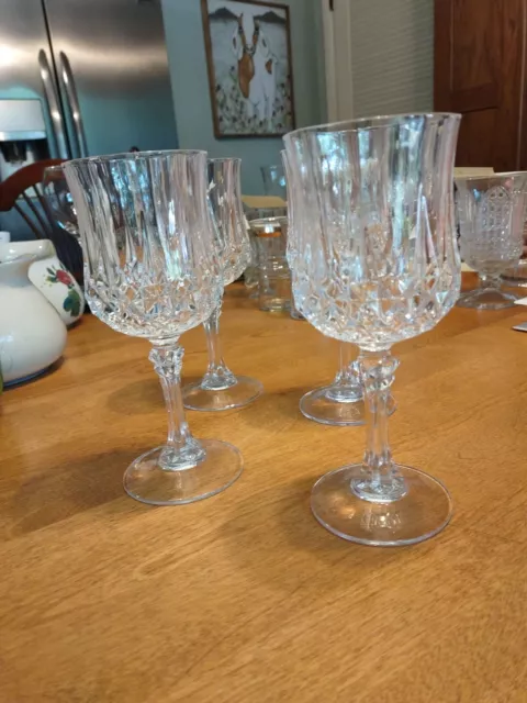 Set of 4 Vintage Cristal d'Arques Crystal LONGCHAMP Collection 6 oz Wine Glasses