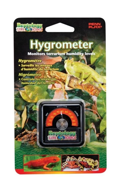 NEW! Reptology Life Science Reptile Hygrometer Monitors Humidity Levels PennPlax