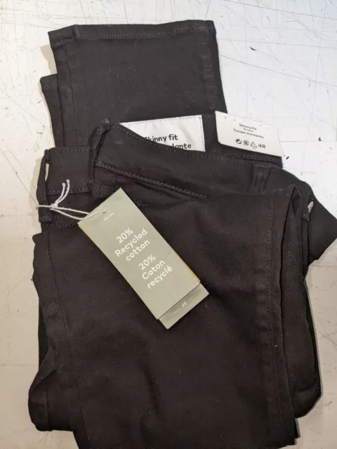 H&M Mens Black Skinny Fit Jeans Size 32x32 Brand New With Tags